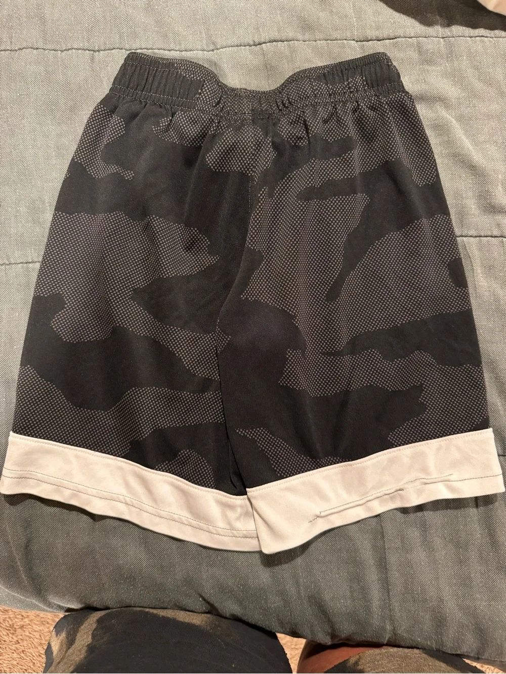 Under Armour Black Camo Athletic Shorts with White Trim